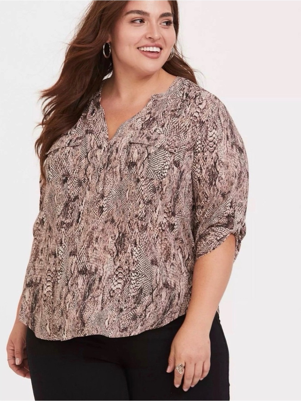 Torrid Harper Georgette 3/4 Sleeved Blouse Size 3